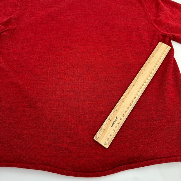 Eileen Fisher Womens Red 3/4 Sleeve 100% Wool Blouse Top Shirt Sz M - Picture 11 of 11
